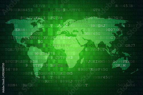 Green Digital Abstract technology background with world map