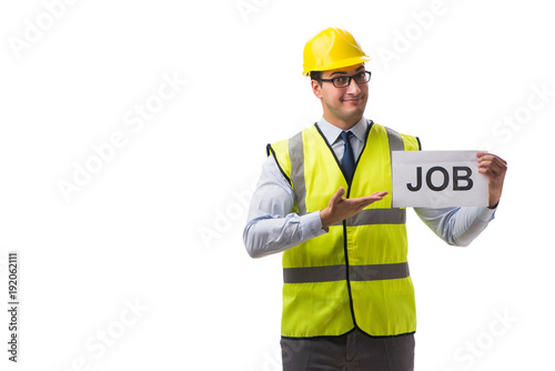 Construction supervisor in recrtuiment concept isolated on white