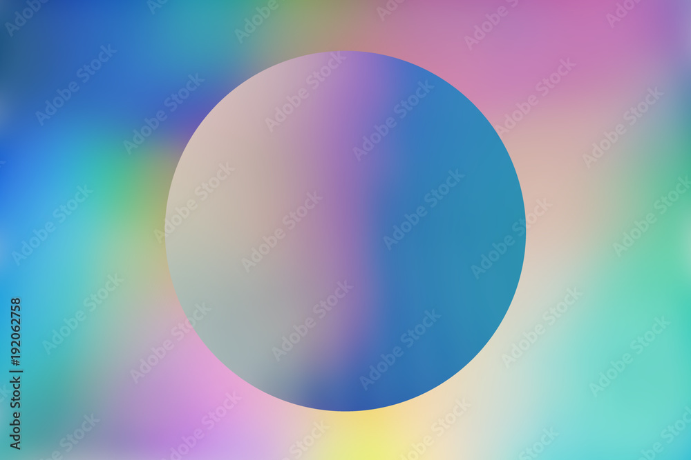 Spectrum abstract vaporwave holographic background with circle, trendy colorful backdrop in pastel neon color. For creative design cover, CD, poster, book, printing, gift card, fashion web & print