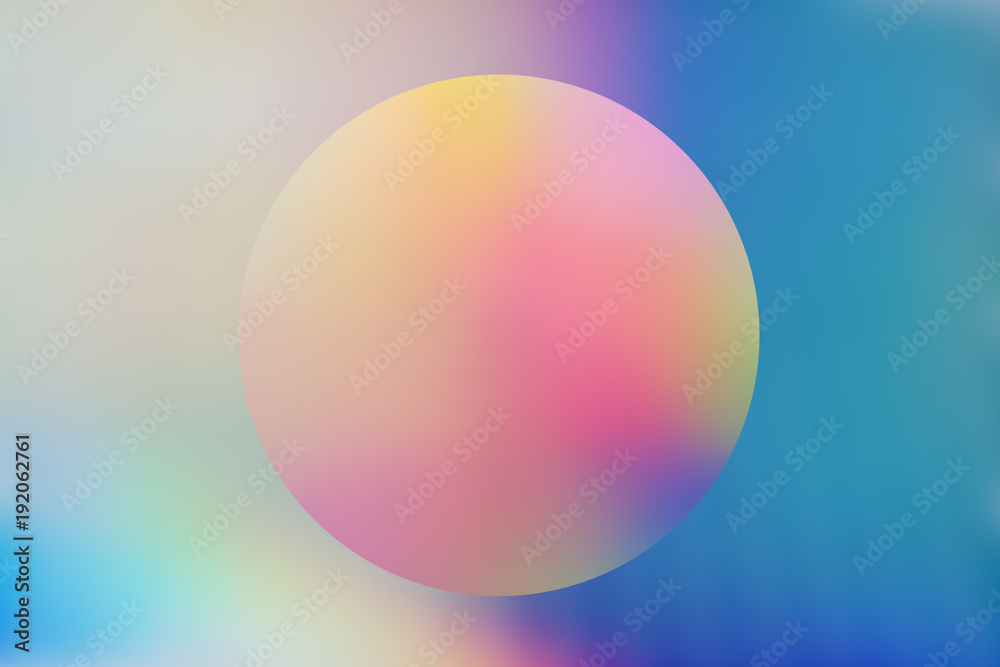 Spectrum abstract vaporwave holographic background with circle, trendy colorful backdrop in pastel neon color. For creative design cover, CD, poster, book, printing, gift card, fashion web & print