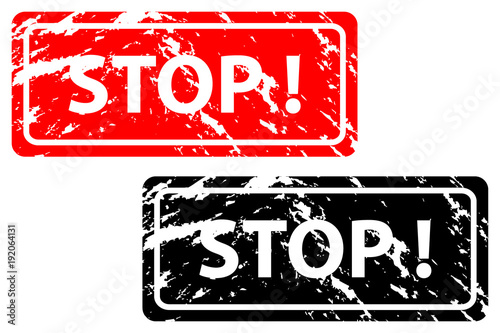 Stamp stop - vector set - black and red