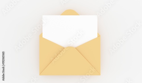 3D Rendering Of Realistic Open Mail Letter With Empty Note
