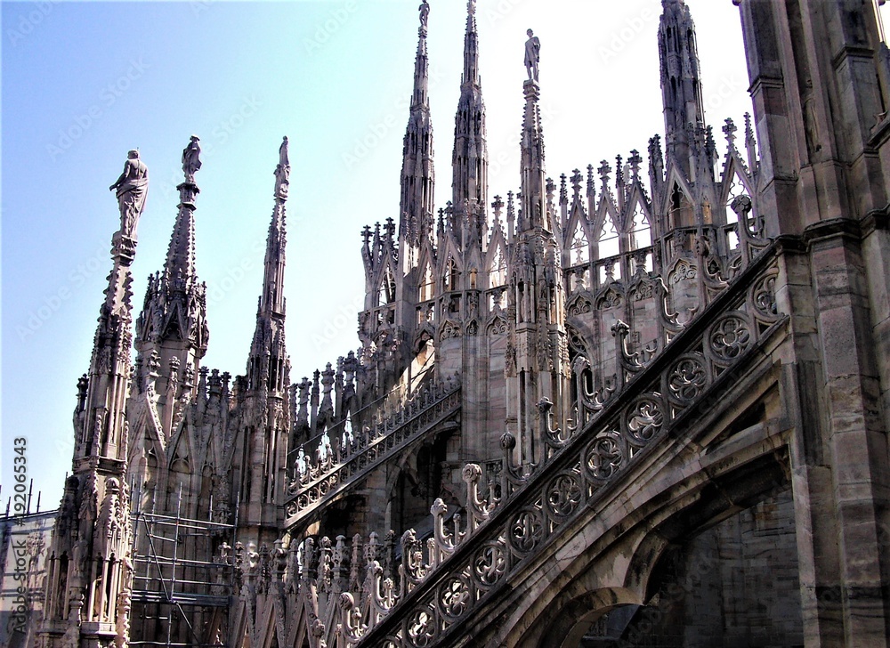Spires and archs of Milan cathedral