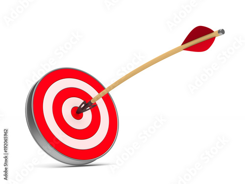 arrow and dartboard on white background. Isolated 3D illustration