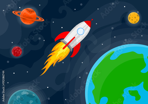 Space cute background. Vector illustration © chekman