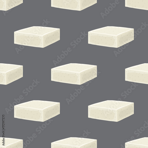 Vector feta cheese seamless pattern. Slice, chunk in cartoon flat style