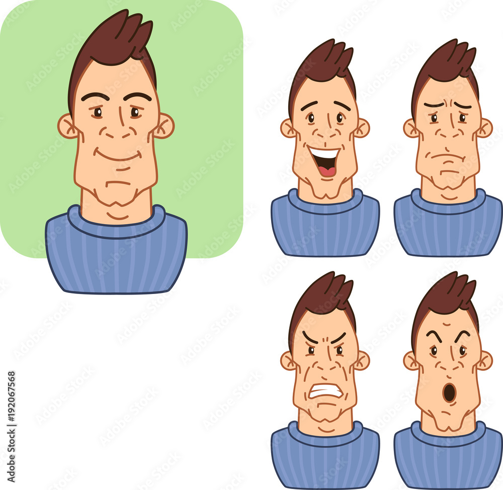 icons with various facial expressions of a man 2. icons with various facial expressions of a man 2.