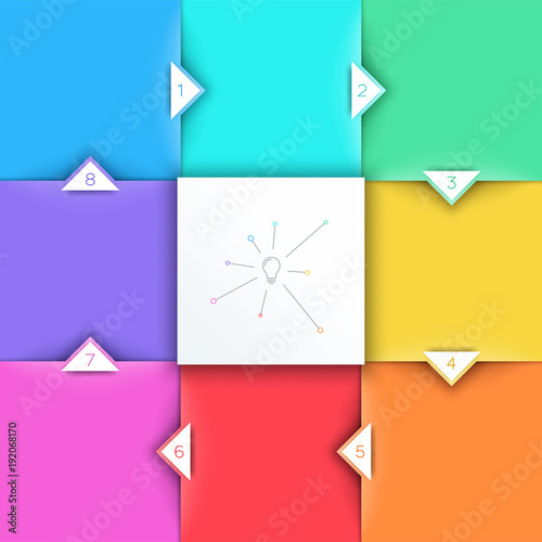 Square Steps 3d Background With Arrow Points 1 to 8 Vector