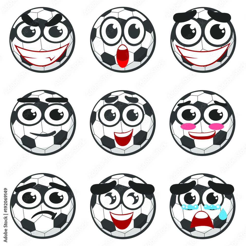 Vector emotions set of football balls. Isolated on white background. Vector emotions set of football balls. Isolated on white background.