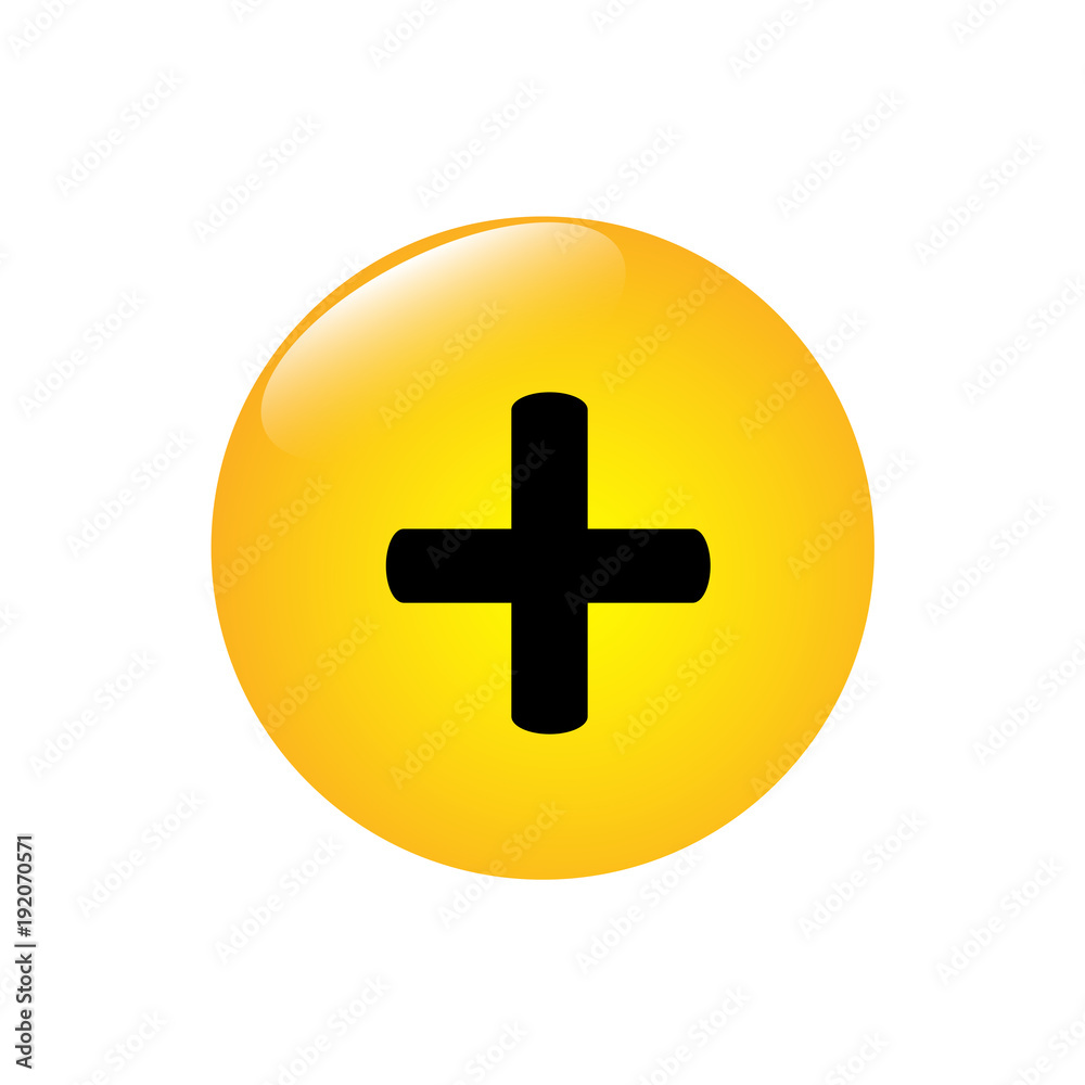Fototapeta premium Plus icon on the yellow round button