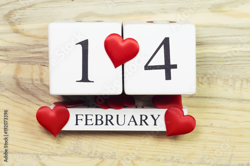 Wooden calendar show of 14th February 