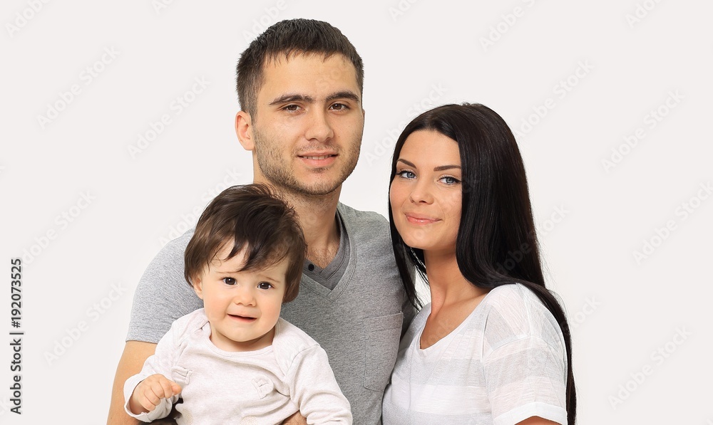 happy smiling family isolated over white happy smiling family isolated over white