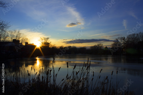 Sunset ove Lake at TCNJ