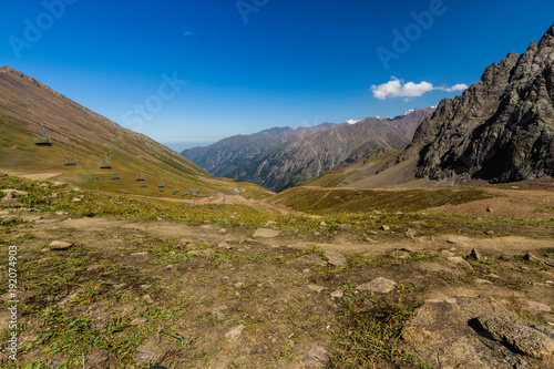 Tien Shen Mountains from Shymbulak Upper Piste in Almaty, Kazakhstan