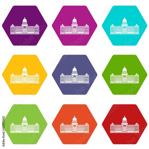 Palace of Congress , Argentina icon set color hexahedron