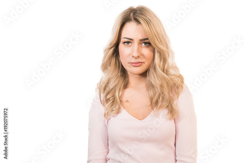 The woman standing on the white background © realstock1