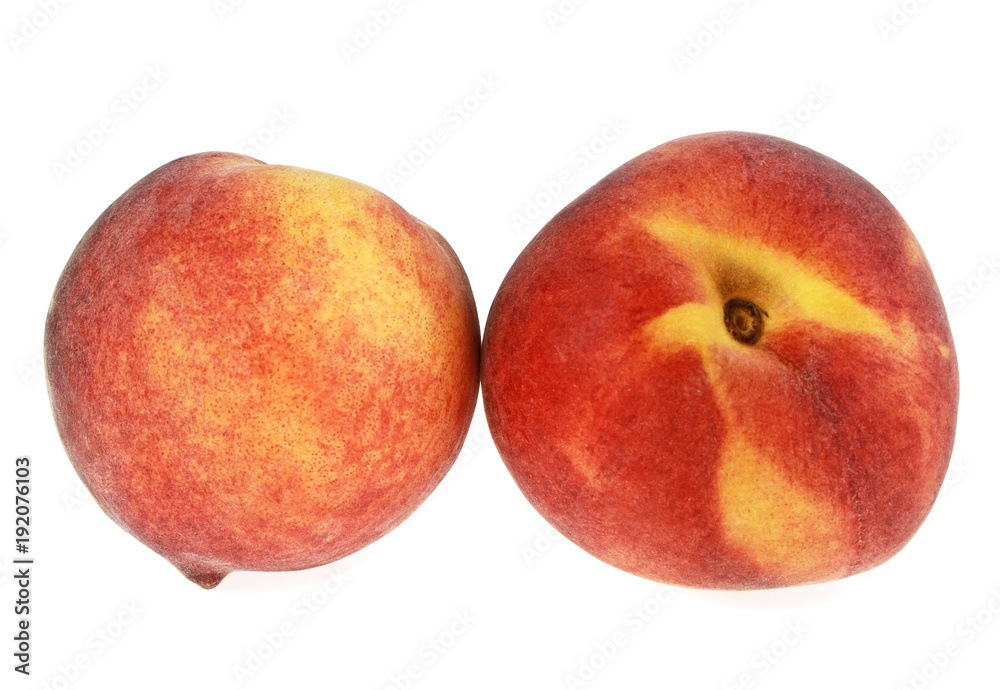 Two peaches isolated on a white background Two peaches isolated on a white background