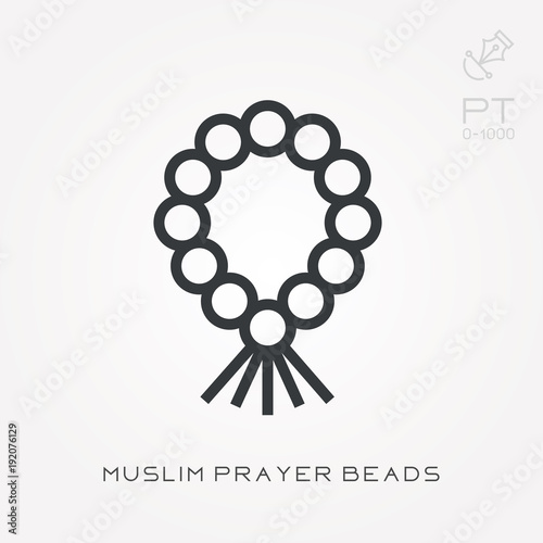 Line icon muslim prayer beads