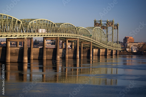 I5 Bridge reflecting in the Columbia River photo