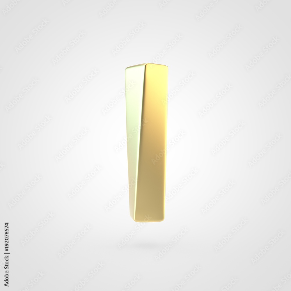 3D rendered golden letter L lowercase isolated on white background. 3D rendered golden letter L lowercase isolated on white background.