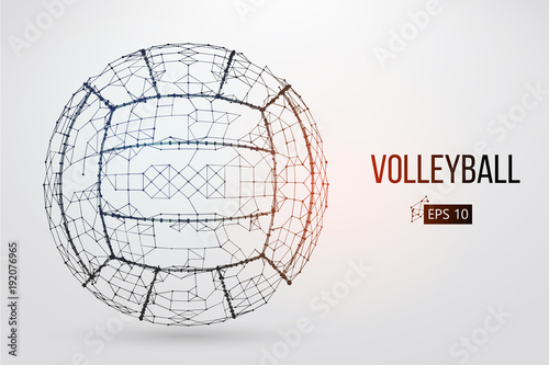 Silhouette of a volleyball ball. Dots, lines, triangles, text, color effects and background on a separate layers, color can be changed in one click. Vector illustration.
