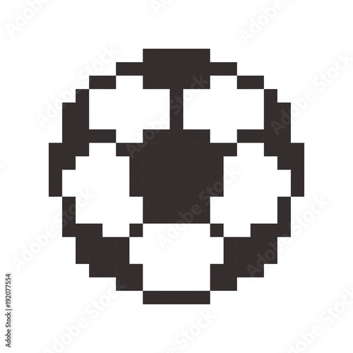 Football icon, soccerball pixel art cartoon retro game style
