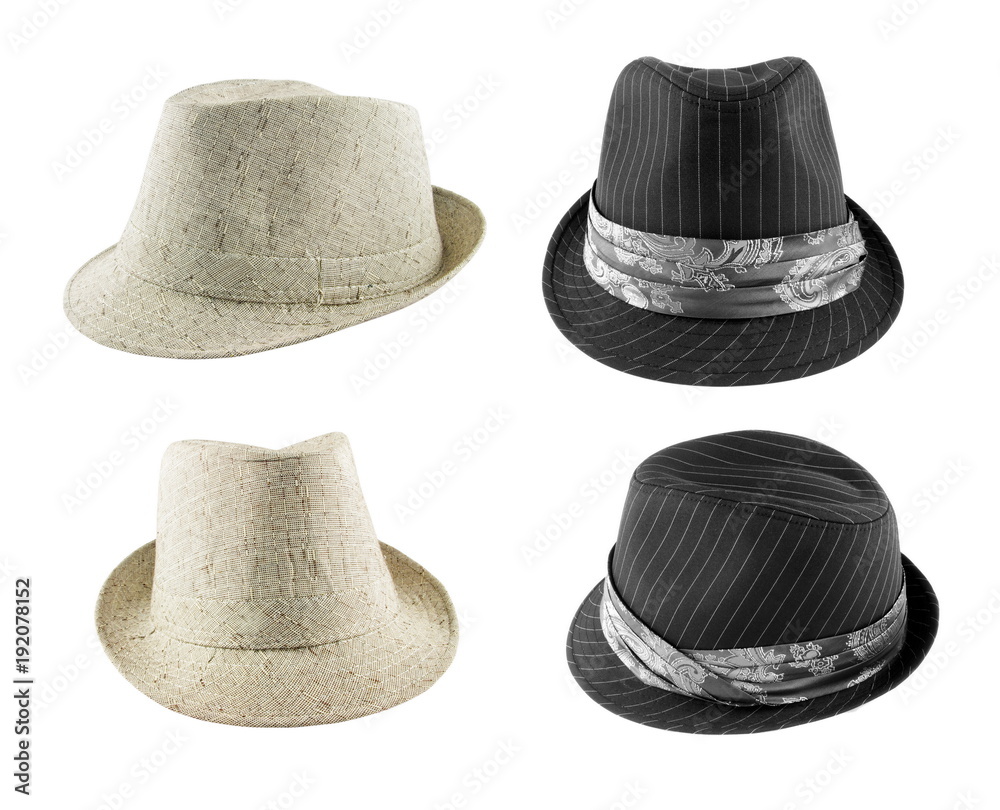 Set of the hats on white