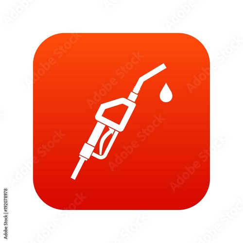 Gasoline pump nozzle icon digital red