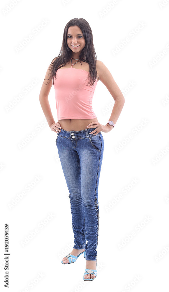 girl student in jeans and t-shirt. girl student in jeans and t-shirt.