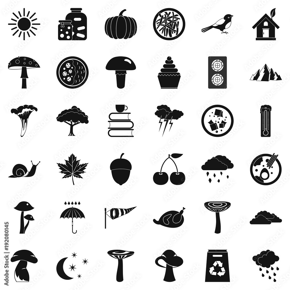 Afforestation icons set, simple style