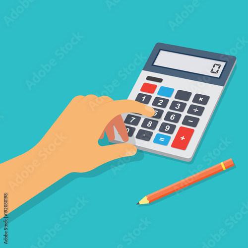 Hand with calculator