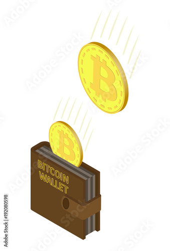 transfer bitcoins in a wallet on a white background