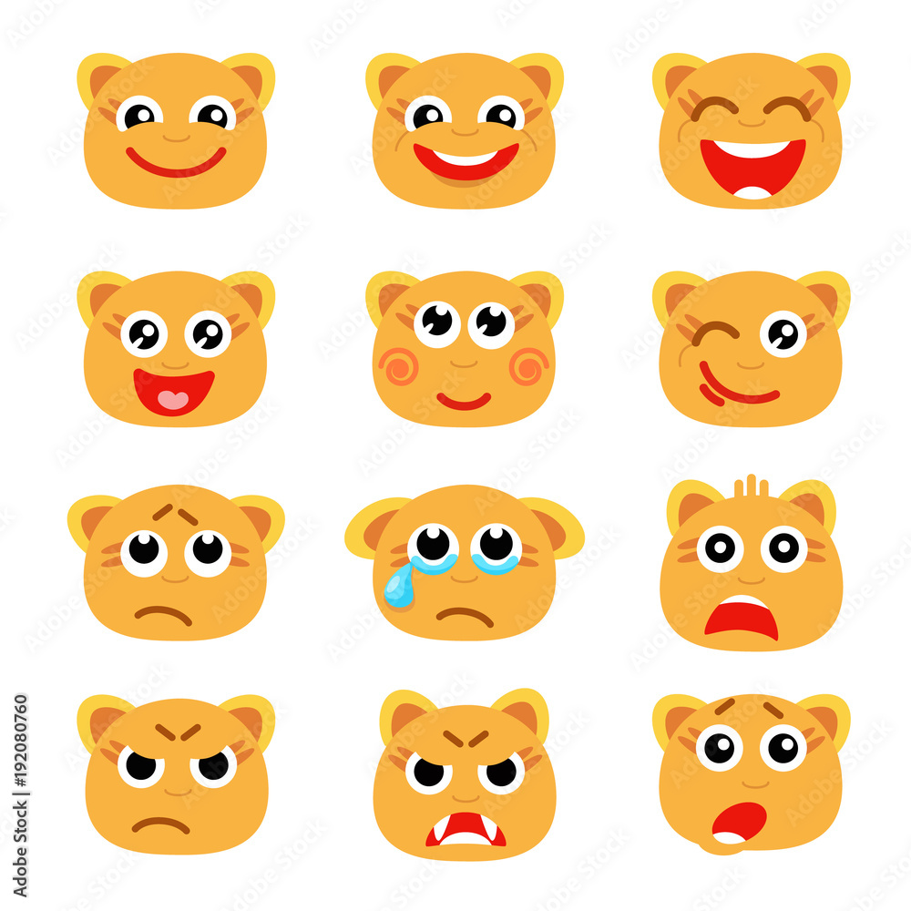 Set of emoticons like orange animal head / Fairy orange animal head in emoticons
Set of emoticons like orange animal head / Fairy orange animal head in emoticons