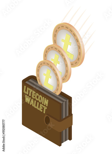 transfer of coins of litecoin  and their transfer to the wallet  on a white background