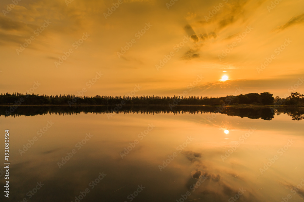 water and sky is beautiful in summer day at swamp