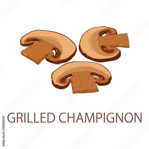 Grilled champignon icon, isometric style