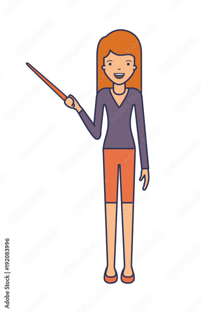female teacher with pointing stick vector illustration design female teacher with pointing stick vector illustration design