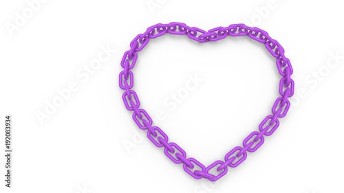 Heart shape composed of chains, 3d rendering