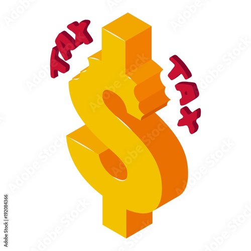 Tax payment icon, isometric style