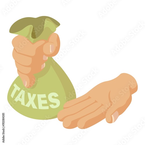 Hand of tax icon, isometric style