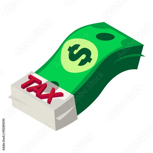 Tax money icon, isometric style