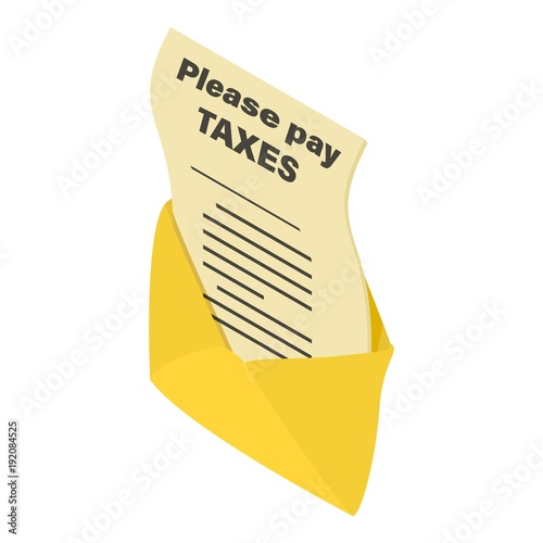 Tax notice icon, isometric style