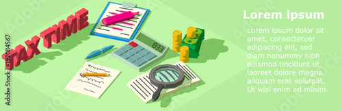 Tax time banner, isometric style