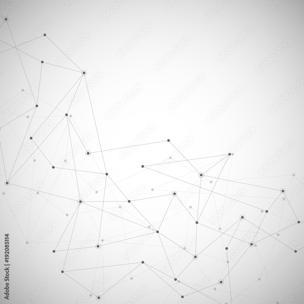Illustration, global creative social network. Abstract polygonal background with lines and dots.