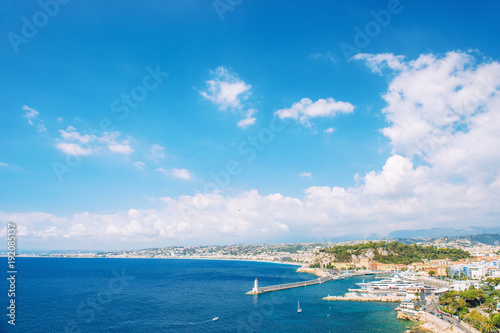 Panoramic view Nice city French riviera France Mediterranean sea