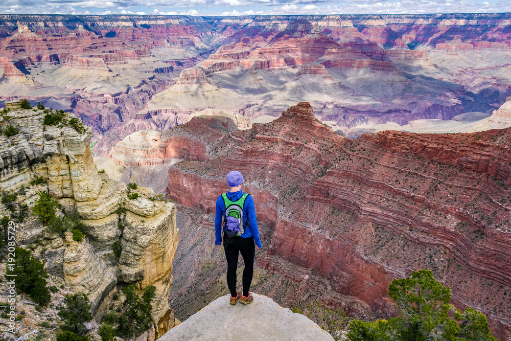 Obraz premium Girl on a Grand Canyon Cliff