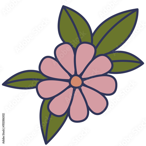 flower and leafs floral decoration vector illustration design