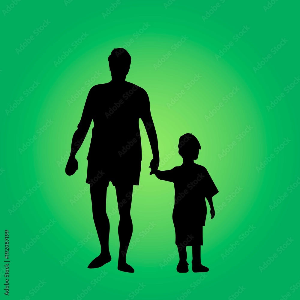 Father and Son Holding Hands Walking Together Father and Son Holding Hands Walking Together