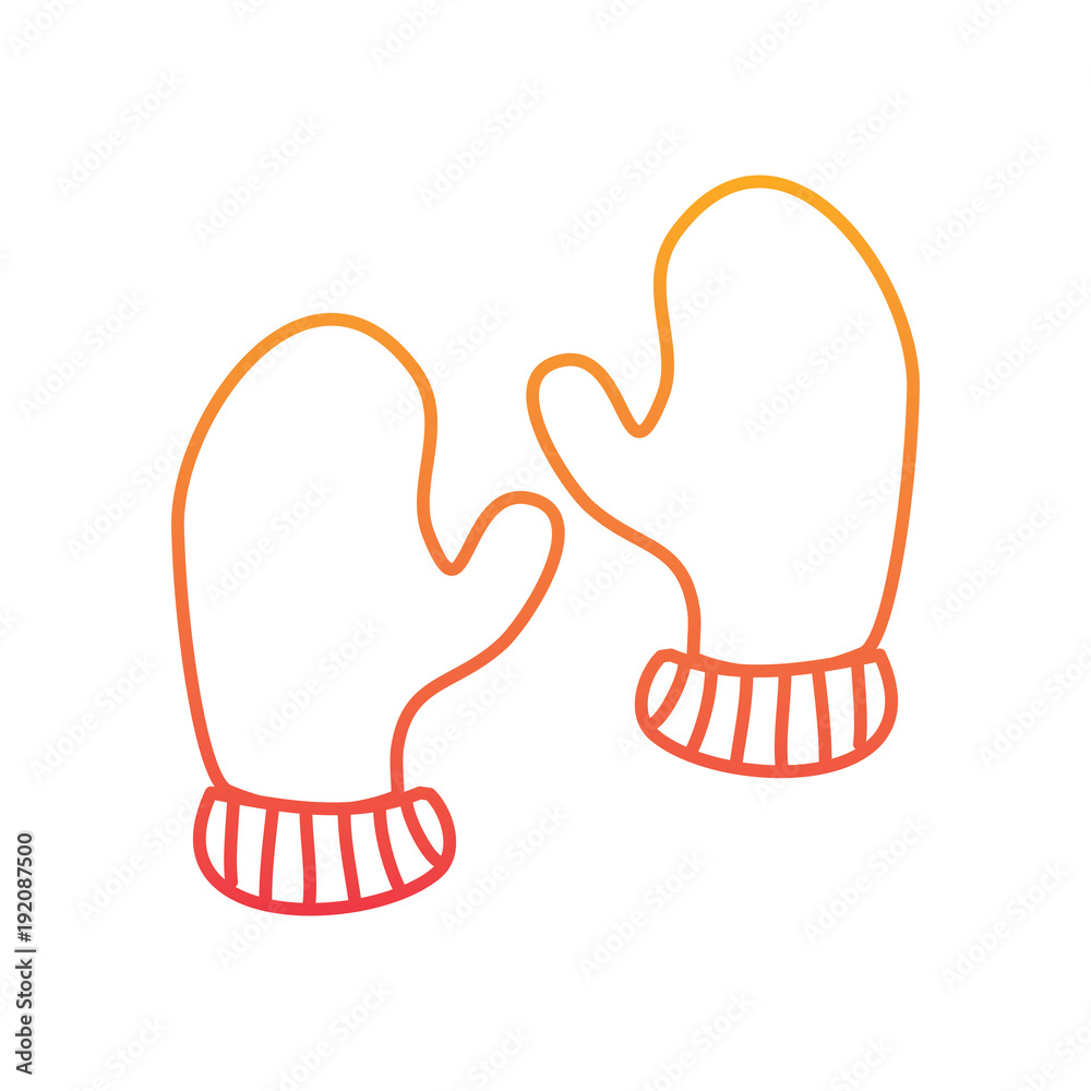 Obraz premium pair winter gloves clothes warm image vector illustration degraded line color design