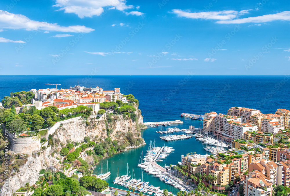 Monaco Fontvieille Monaco marina Mediterranean sea blue sky